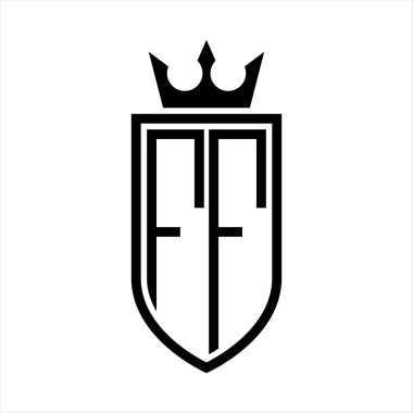 Taç ve minimalist, zarif ve ince hatlı baş harflerin olduğu FF Vector logosu