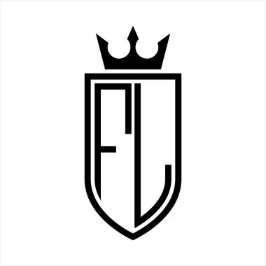 Taç ve minimalist, zarif ve ince hatlı baş harflerin olduğu FL Vektör logosu