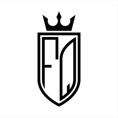 Taç ve minimalist, zarif ve ince hatlı baş harflerin olduğu FQ Vektör logosu