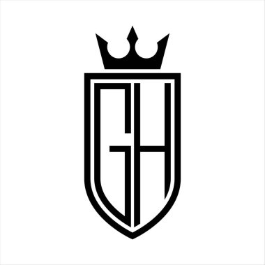 Taçlı, minimalist, zarif ve ince hatlı, baş harflerin olduğu GH vektör logosu