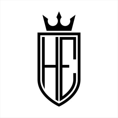 Baş harflerin baş harflerinin logosu. Taç ve minimalist, zarif, ince çizgili.