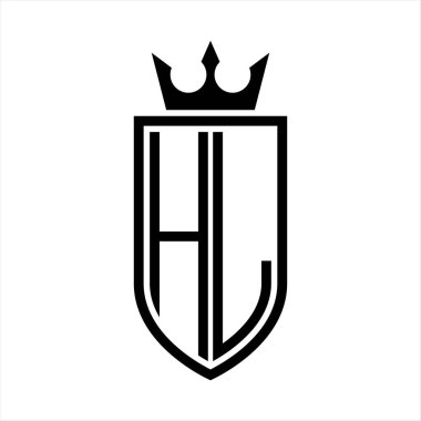 Taç ve minimalist, zarif ve ince çizgili baş harflerin olduğu HL Vektör logosu