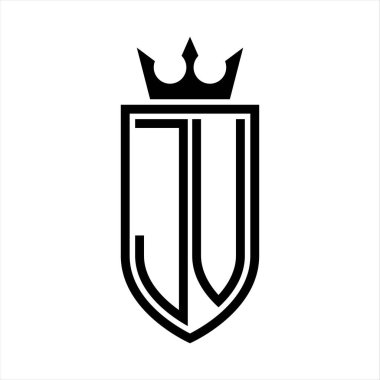 Taç ve minimalist, zarif ve ince hatlı baş harflerin olduğu JV Vektör logosu
