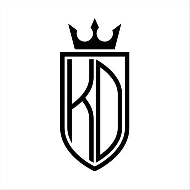 Taç ve minimalist, zarif ve ince çizgili baş harflerin olduğu KD Vektör logosu