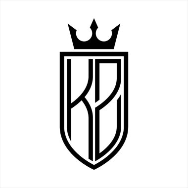 Taç ve minimalist, zarif ve ince çizgili baş harflerin olduğu KZ Vektör logosu