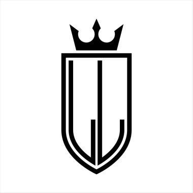 Taçlı, minimalist, zarif ve ince hatlı baş harflerin olduğu LL Vektör logosu