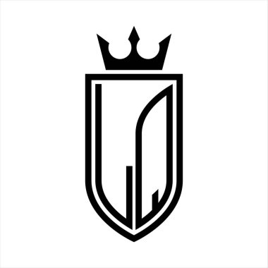 LQ vektör logosu, baş harflerin baş harfleri, taç ve minimalist, zarif stil, ince hatlı.