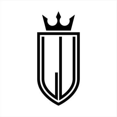 LU vektör logosu. Taçlı, minimalist, zarif ve ince çizgili baş harfler.