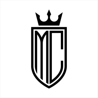 Taçlı, minimalist, zarif ve ince çizgili baş harflerin olduğu bir MC Vektör logosu.