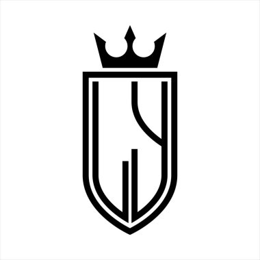 Taçlı ve minimalist, zarif ve ince hatlı baş harflerin logosu LY Vector