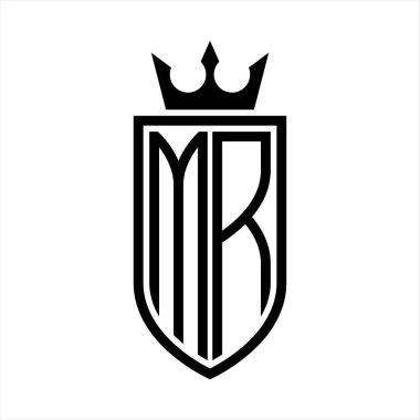 Taç ve minimalist, zarif ve ince hatlı baş harflerin olduğu MR Vektör logosu