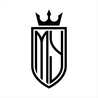 Taç ve minimalist, zarif ve ince çizgili baş harflerden oluşan vektör logom.