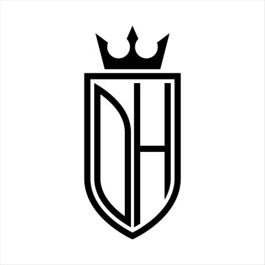 Taç ve minimalist, zarif ve ince hatlı baş harflerin simgesi OH vektör logosu