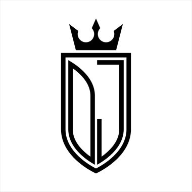 Taç ve minimalist, zarif ve ince hatlı baş harflerin simgesi OJ Vektör logosu