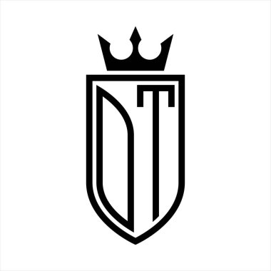 Taç ve minimalist, zarif ve ince çizgili baş harflerin olduğu OT vektör logosu