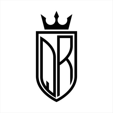 Taç ve minimalist, zarif ve ince hatlı baş harflerin olduğu QR Vektör logosu