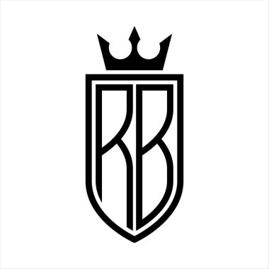 RB Vektör logosu. Taçlı, minimalist, zarif ve ince çizgili baş harfler.