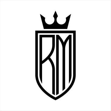 RM vektör logosu. Taçlı, minimalist, zarif ve ince çizgili baş harfler.