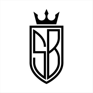 Taç ve minimalist, zarif ve ince hatlı baş harflerin simgesi SB Vektör logosu