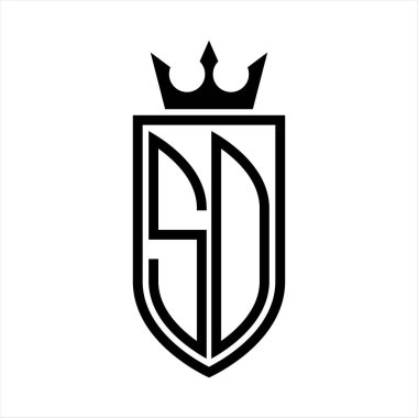 Taçlı, minimalist, zarif ve ince çizgili baş harflerin olduğu SD-Vector logosu.