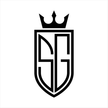 Taç ve minimalist, zarif ve ince hatlı baş harflerin simgesi SG Vektör logosu