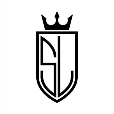 Taç ve minimalist, zarif ve ince hatlı baş harflerin simgesi SL Vektör logosu