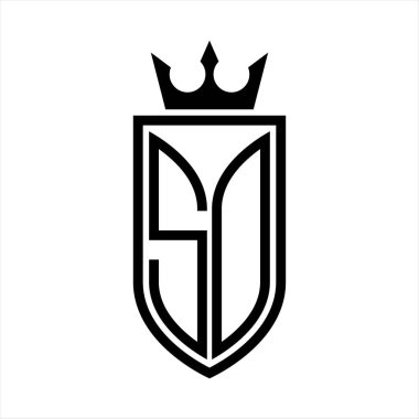 Baş harflerin baş harflerinin logosu. Taç ve minimalist, zarif ve ince çizgili.