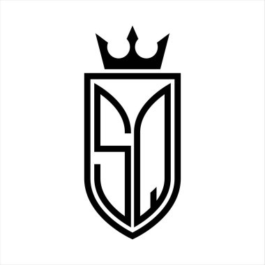 Taçlı ve minimalist, zarif ve ince hatlı baş harflerin olduğu SQ Vektör logosu