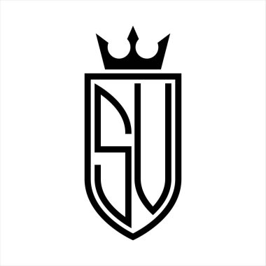 Taç ve minimalist, zarif ve ince hatlı baş harflerin simgesi SV Vektör logosu