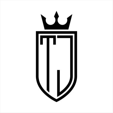 TJ Vektör logosu. Taçlı, minimalist, zarif ve ince çizgili baş harfler.