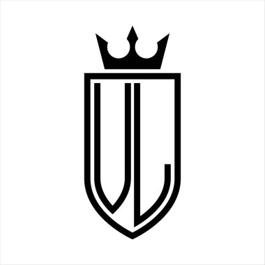 Taç ve minimalist, zarif ve ince hatlı baş harflerin olduğu VL Vektör logosu
