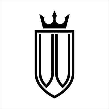 Taç ve minimalist, zarif ve ince hatlı baş harflerin olduğu VV vektör logosu