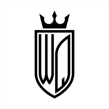 WQ vektör logosu, baş harflerin baş harfleri, taç ve minimalist, zarif stil, ince hatlı.