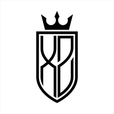 XZ vektör logosu. Taç ve minimalist, zarif ve ince hatlı baş harfler.