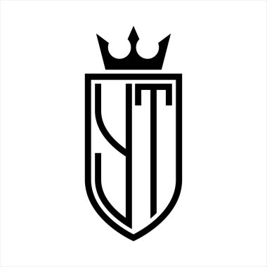 Taç ve minimalist, zarif ve ince çizgili baş harflerin olduğu YT Vektör logosu