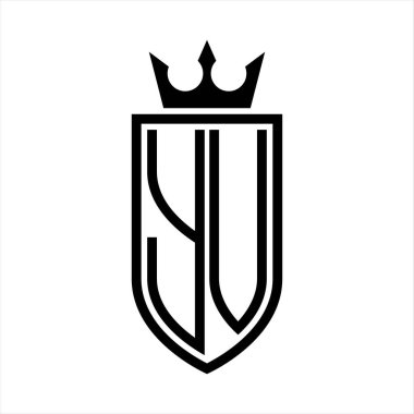 Taç ve minimalist, zarif ve ince çizgili baş harflerin olduğu YV Vektör logosu