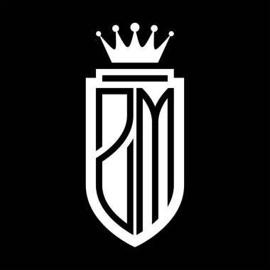 ZM Vector logo initials shield with royal crown minimalist, elegant style with inside shield outline