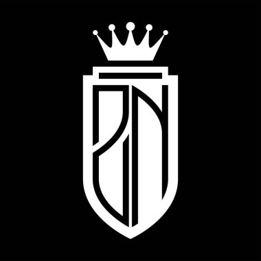 ZN Vector logo initials shield with royal crown minimalist, elegant style with inside shield outline