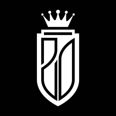 ZO Vector logo initials shield with royal crown minimalist, elegant style with inside shield outline