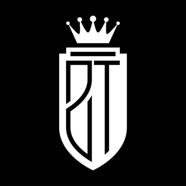 ZT Vector logo initials shield with royal crown minimalist, elegant style with inside shield outline