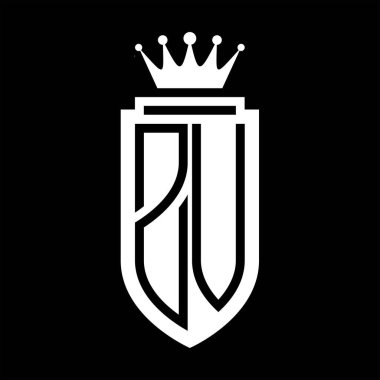ZV Vector logo initials shield with royal crown minimalist, elegant style with inside shield outline