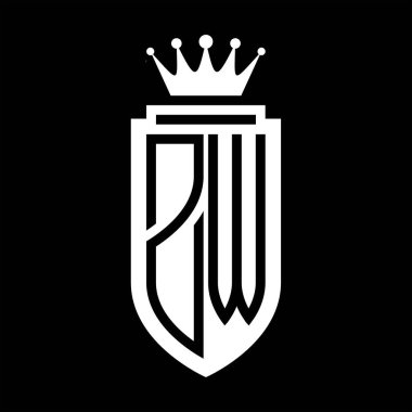 ZW Vector logo initials shield with royal crown minimalist, elegant style with inside shield outline