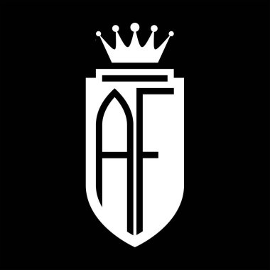AF Vector logo initials shield with royal crown minimalist, elegant style with inside shield outline