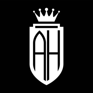 AH Vector logo initials shield with royal crown minimalist, elegant style with inside shield outline