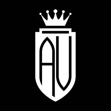 AV Vector logo initials shield with royal crown minimalist, elegant style with inside shield outline