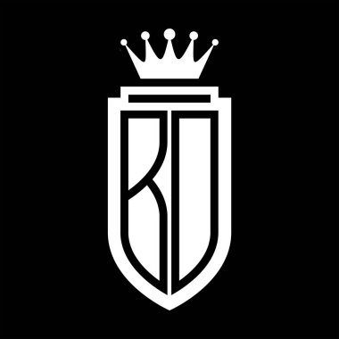 BD Vector logo initials shield with royal crown minimalist, elegant style with inside shield outline