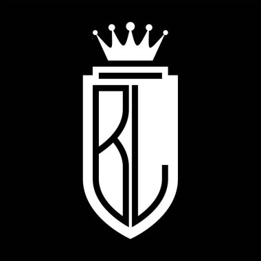 BL Vektör logosu Kraliyet Taç Minimalist baş harfleri, zarif bir stil ve iç kalkan çizgisi.