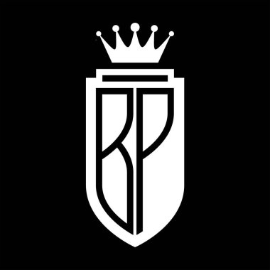 BP Vektör logosu kraliyet tacının baş harfleri minimalist, kalkanın iç hatlarıyla zarif bir tarz.