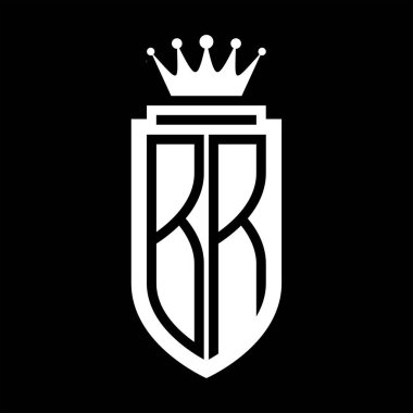 BR Vektör logosu Kraliyet Taç Minimalist baş harfleri, zarif bir stil ve iç kalkan çizgisi.