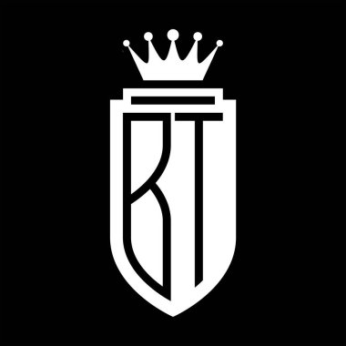 BT Vektör logosu Kraliyet Taç Minimalist baş harfleri, zarif bir stil ve iç kalkan çizgisi.